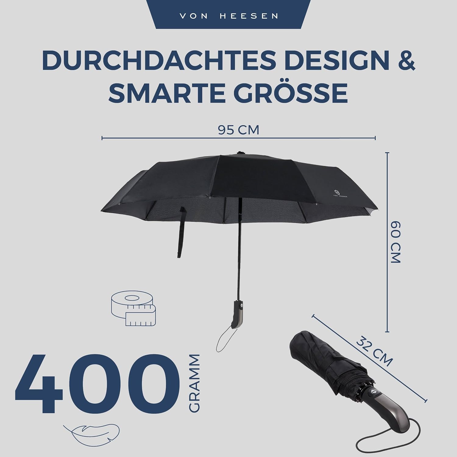 Thumbnail 4 de VON HEESEN Regenschirm sturmfest 140 km/h