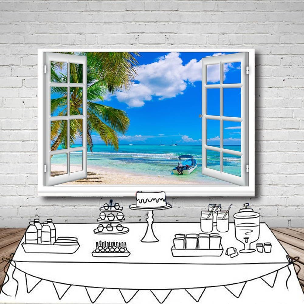 Thumbnail 4 de MEHOFOND Seascape Window Backdrop 7x5ft 🖼