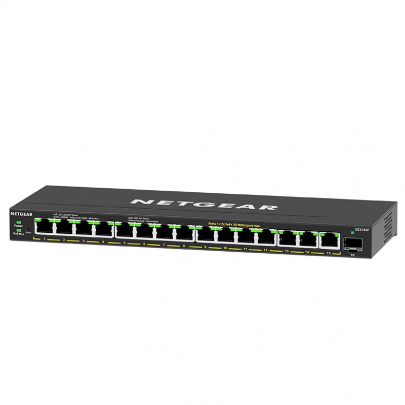 Detalle 2 de NETGEAR GS316EP-100PES Switch 15 Puertos Gigabit + 1 SFP