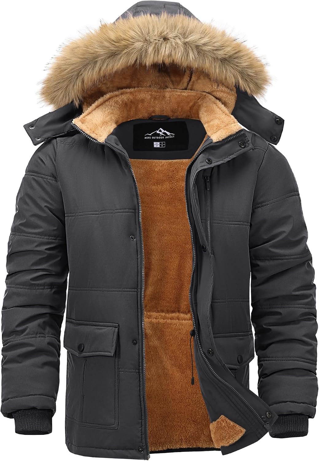 Detalle de Peakwell Men’s Warm Winter Jacket with Detachable Hood