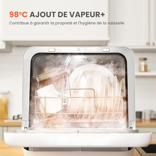Detalle de COMFEE' Mini Lave-vaisselle de Comptoir 6 Programmes – Blanc (CDWMTO201D(W))