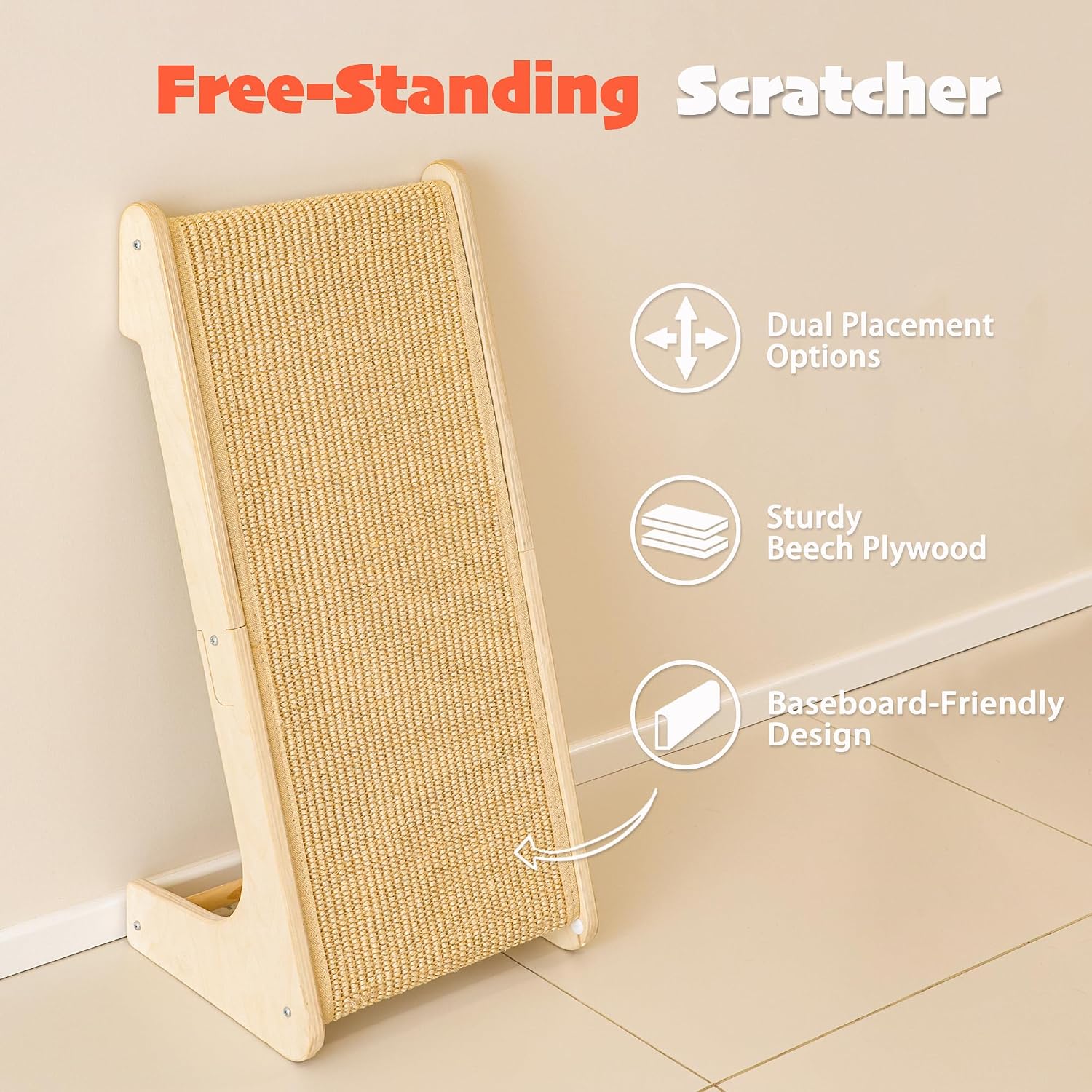 Detalle 2 de PETKARAY L-Shaped Sisal Cat Scratcher 64 cm 🐱