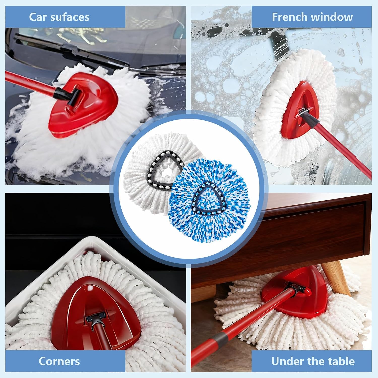 Detalle de QTBHHATZI Mop Head Replacement, 2-Piece Microfibre Spin Mop Refills