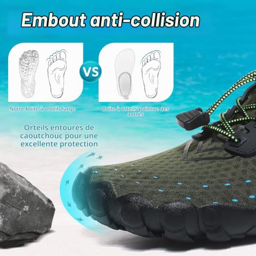 Detalle de Chaussures aquatiques Hanani Unisex – Séchage rapide, antidérapantes, vert EU42