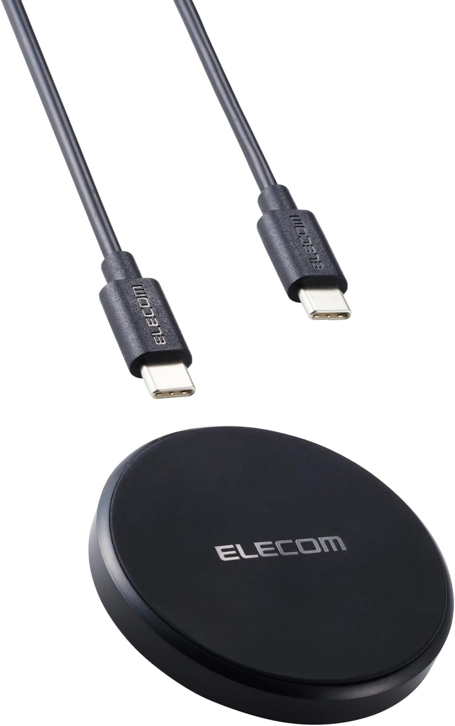 Detalle de エレコム EC-QA27BK ワイヤレス充電器 10W Qi認証・Type-Cケーブル付属 ブラック