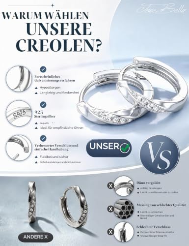 Detalle 2 de JeweBella Creolen aus 925er Silber
