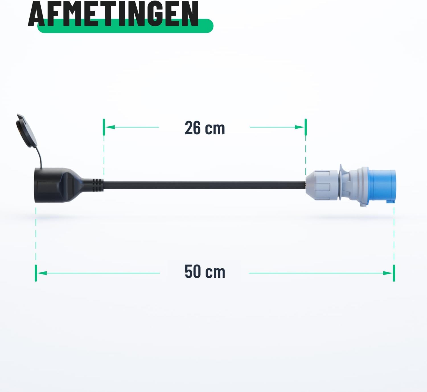 Detalle 1 de greate 16A CEE-adapter naar Schuko, 50 cm kabel en IP44