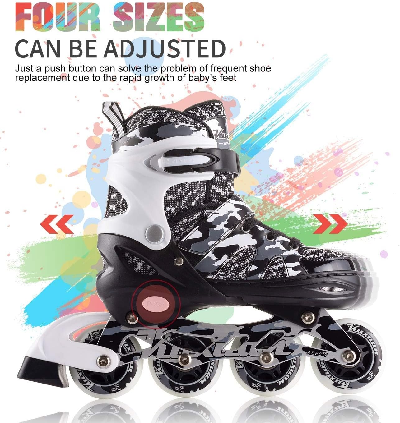 Thumbnail 2 de Kuxuan Boys Adjustable Inline Skates with Light-Up Wheels for Kids (Adjustable Sizing, No Battery Lights)