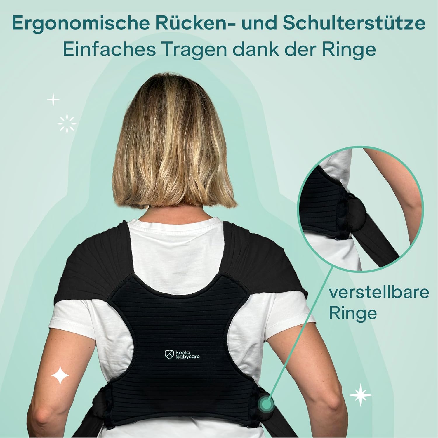 Thumbnail 4 de Koala Babycare Tragetuch für Neugeborene (bis 9 kg) – schnell anzuziehen, Rückenstütze, schwarz