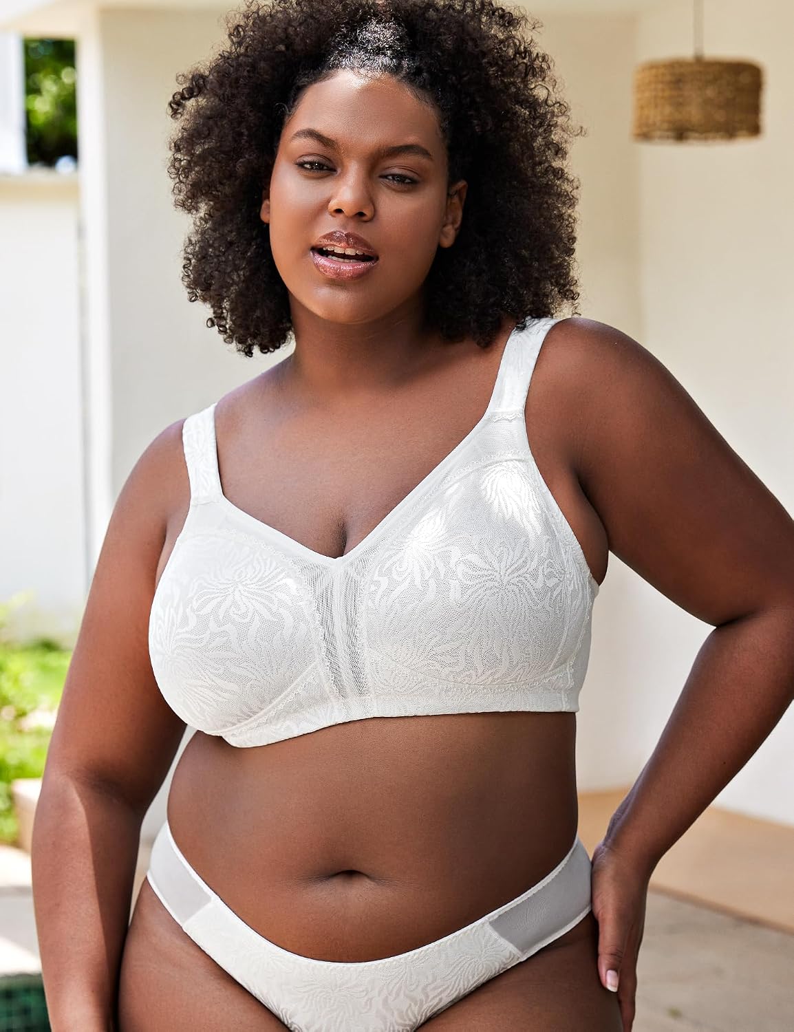 Detalle de Wingslove Women's Full Coverage Non Padded Comfort Minimizer Wire-Free Bra Plus Size