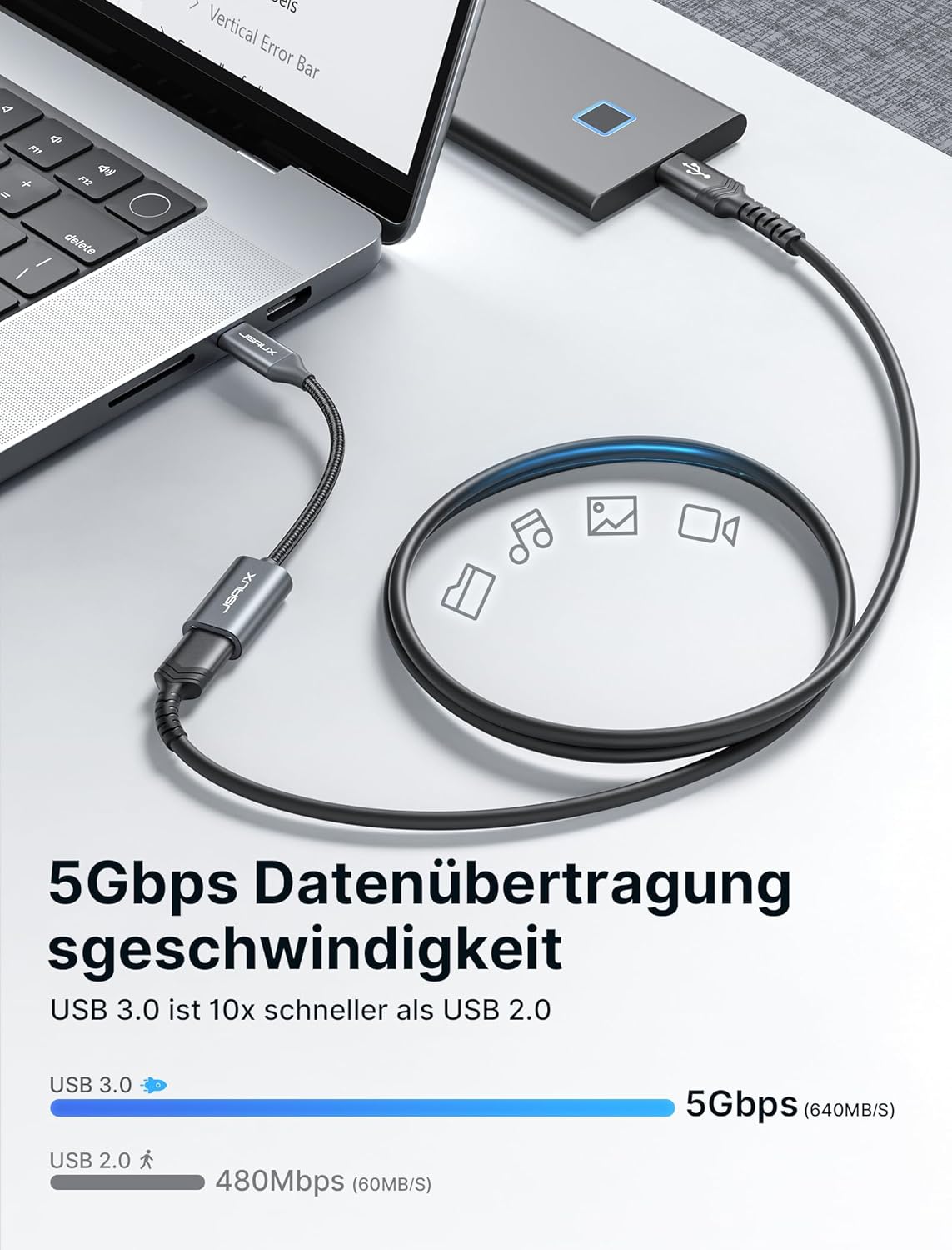 Thumbnail 1 de JSAUX Adattatore USB C a USB 3.0 [2 Pezzi] – OTG Type-C per iPhone, iPad, MacBook e Android
