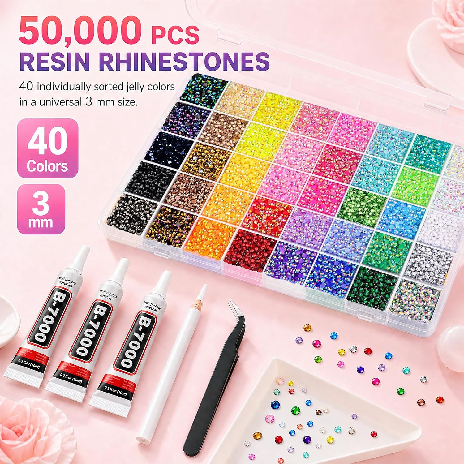 Detalle 2 de ZGZZGZ Resin Rhinestones, 3mm