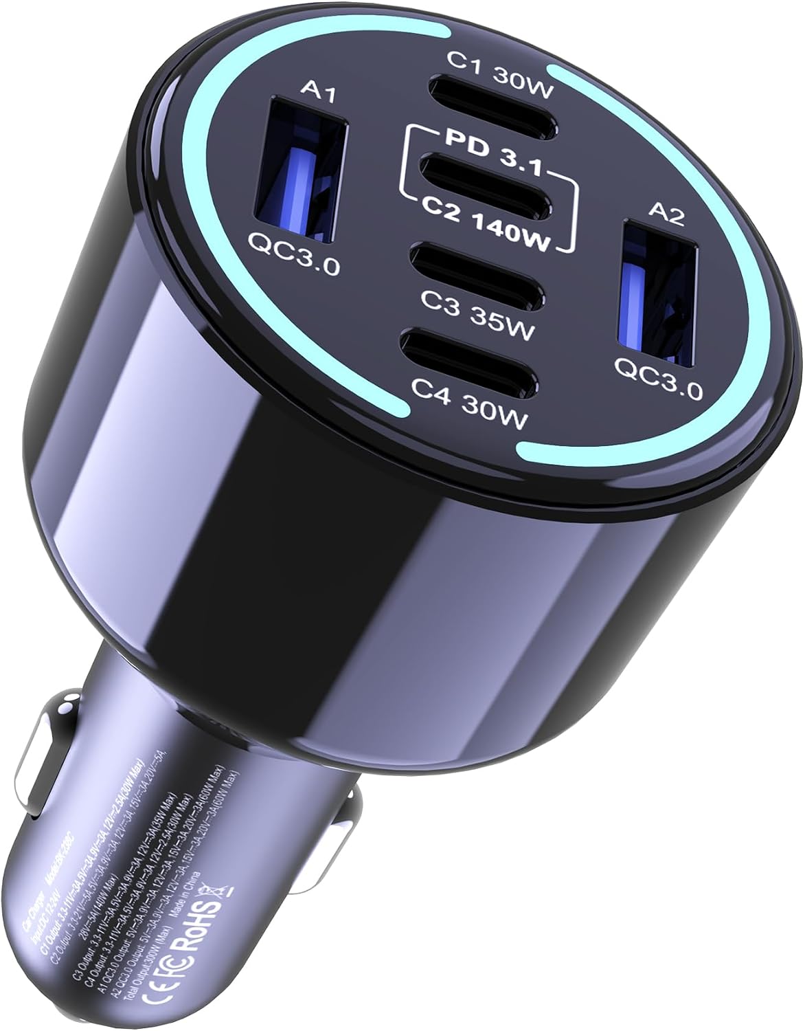 Detalle de chipofy CHIPOFY 300W USB-C car charger 6 ports