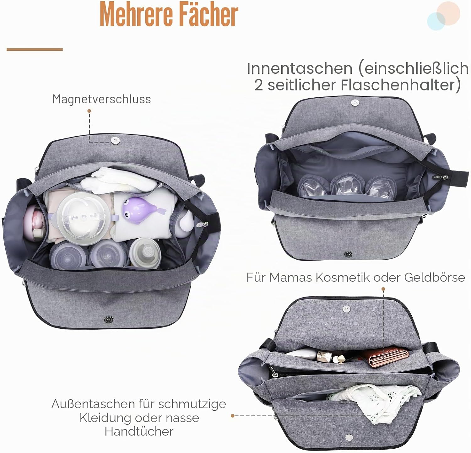Thumbnail 3 de Lekebaby Baby Wickeltasche Bote groß mit Wickelunterlage – Reise-Windeltasche mit 19 Fächern
