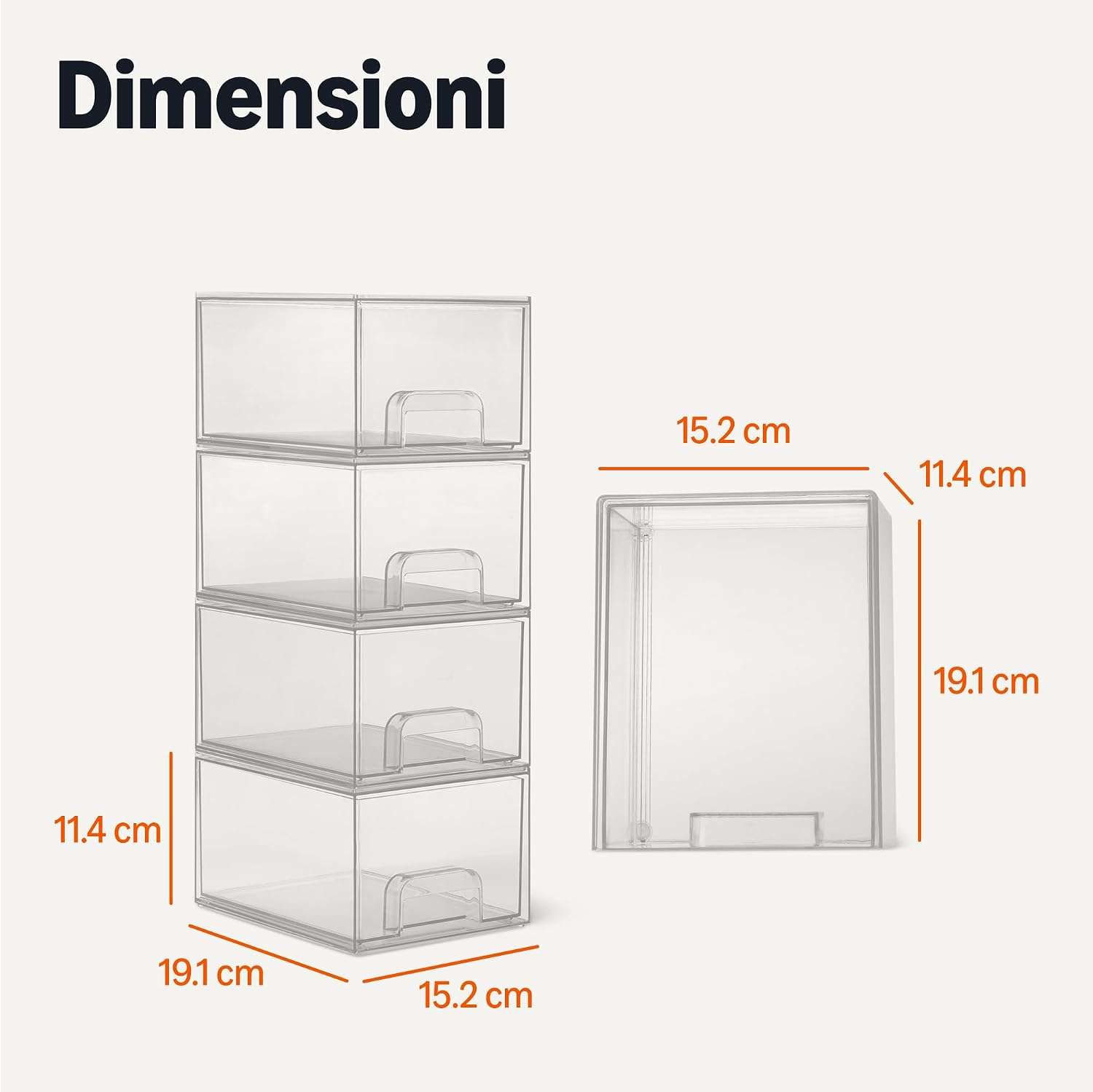 Thumbnail 4 de Organizzatore trucco Amazon Basics impilabile con cassetti in plastica trasparente (pack da 4)