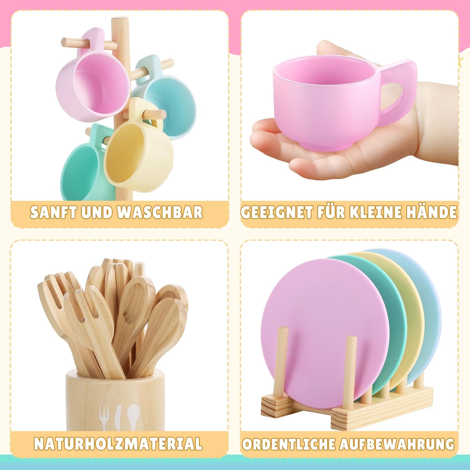 Thumbnail 2 de GAGAKU Holzspielzeug Kinderküche Geschirr Set – 27-teilig