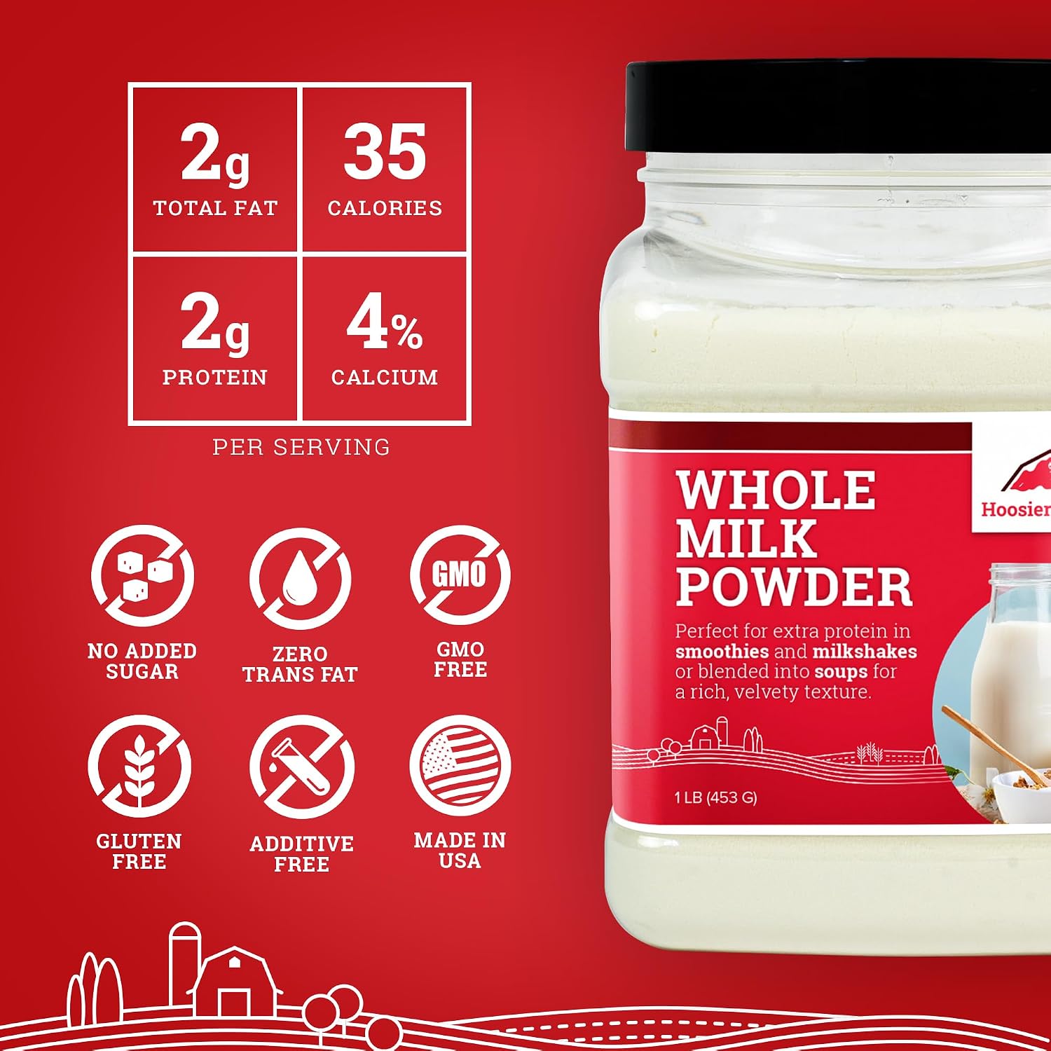 Detalle 2 de Hoosier Hill Farm HHF28EU Whole Milk Powder, 1 Pound