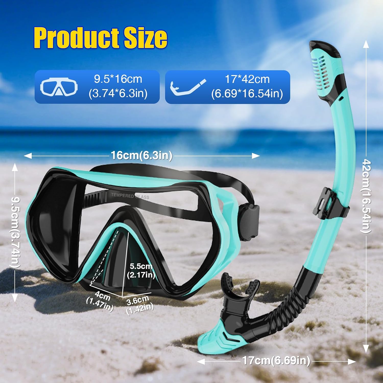 Detalle de MELUMILU Snorkel Mask Set with Tempered Glass