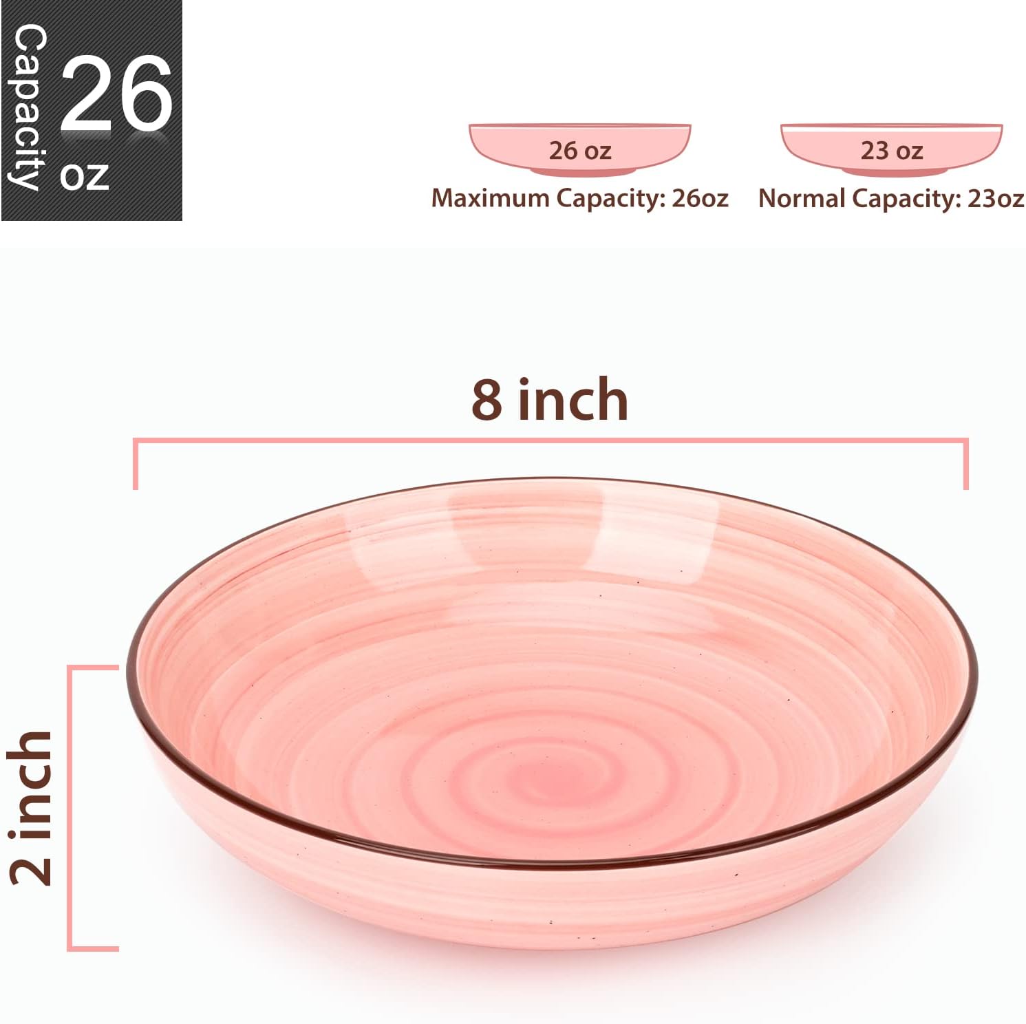 Detalle 2 de KitchenTour Ceramic Pasta Bowls 26 oz set 🍽