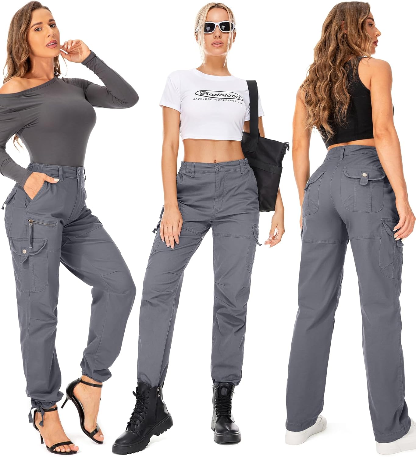 Thumbnail 1 de yeyity Damen Cargohose – Multi Taschen Wanderhose aus Baumwolle, Relaxed-Fit