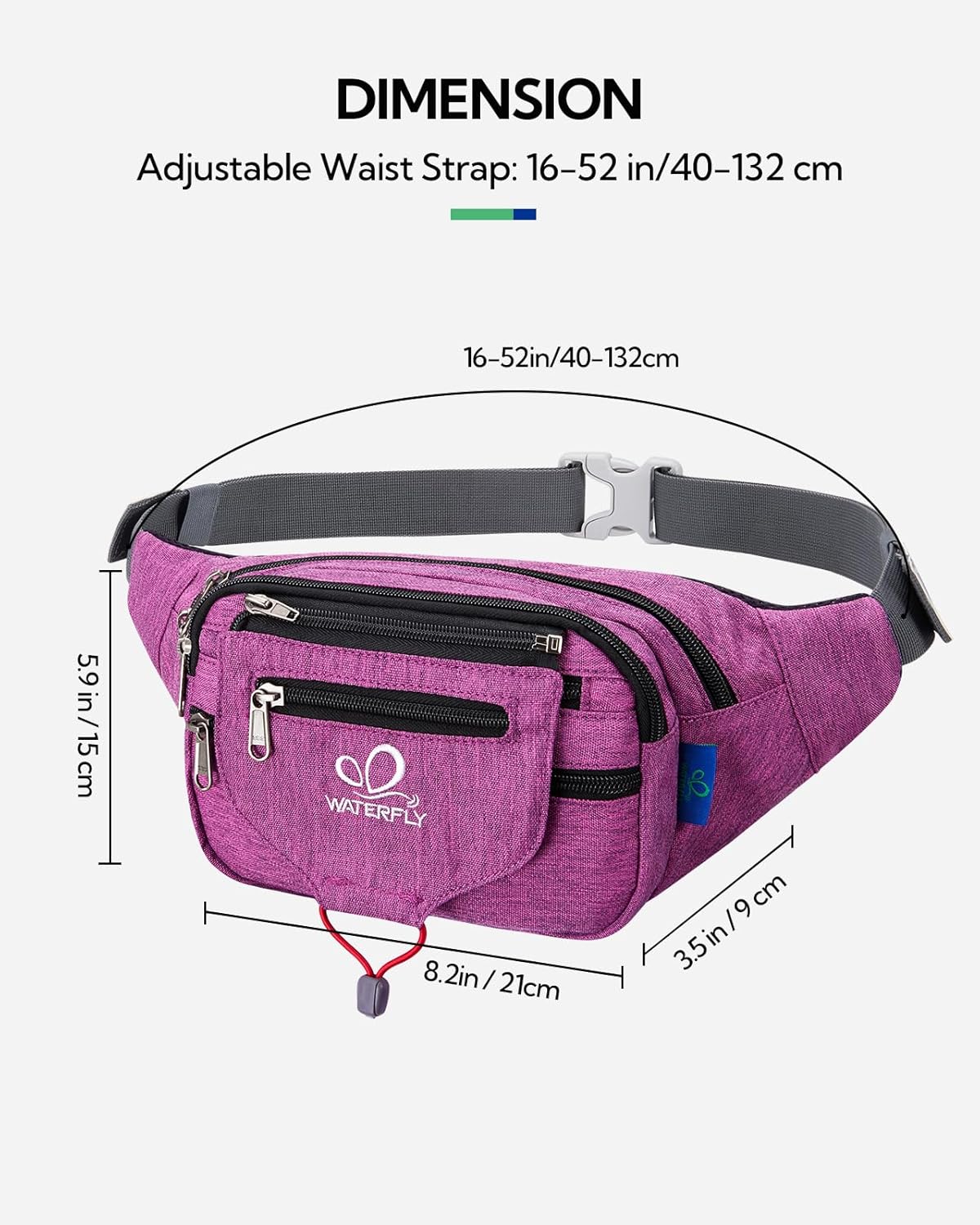 Thumbnail 2 de WATERFLY Bauchtasche & Gürteltasche für Damen und Herren – Sport-Hüfttasche zum Laufen, Fitness, Wandern