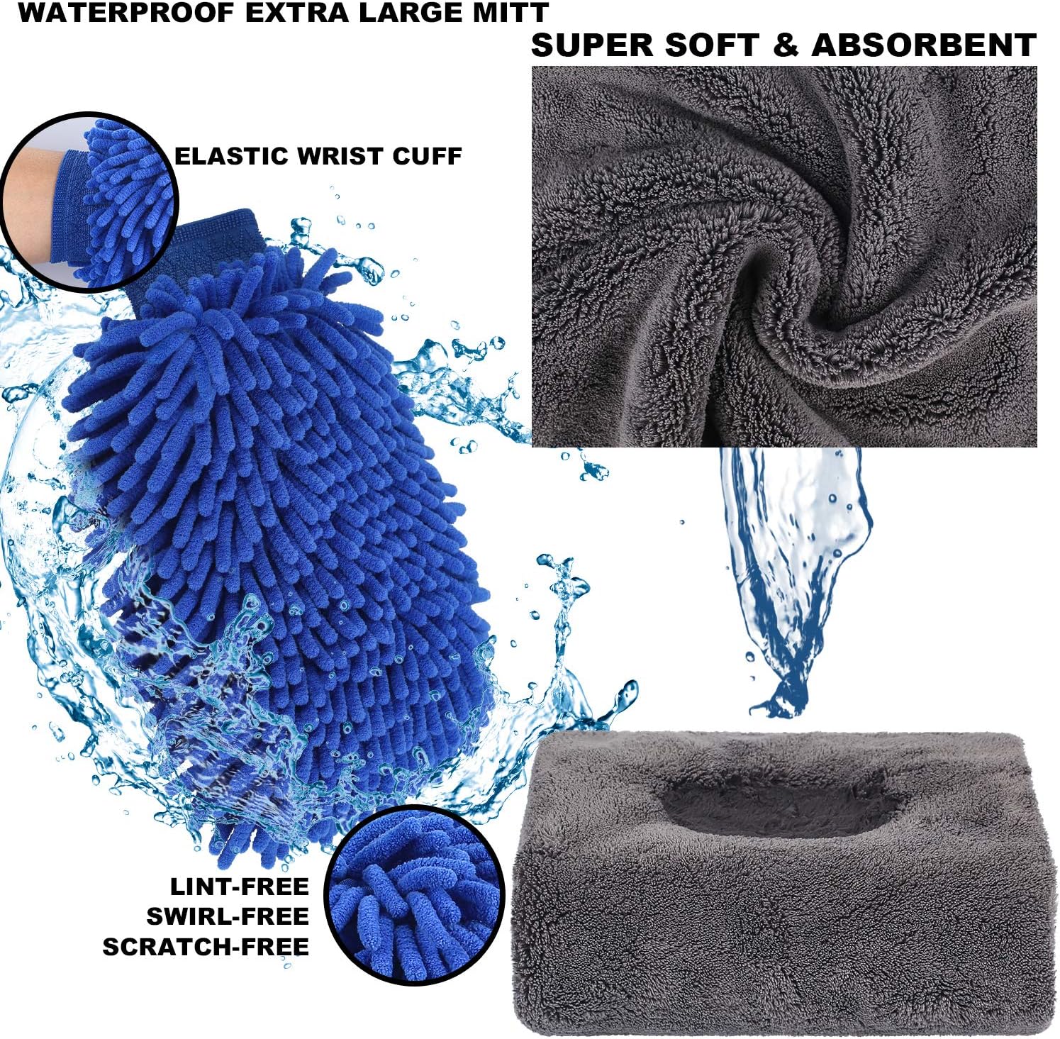 Detalle de AUTODECO 22Pcs Car Wash Cleaning Kit with Collapsible Bucket