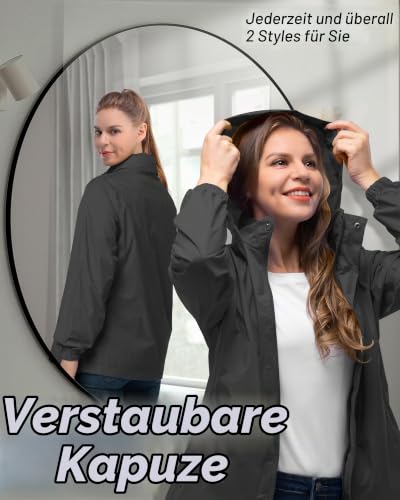 Detalle de 33,000ft Damen Regenjacke wasserdicht faltbar – atmungsaktiver Windbreaker