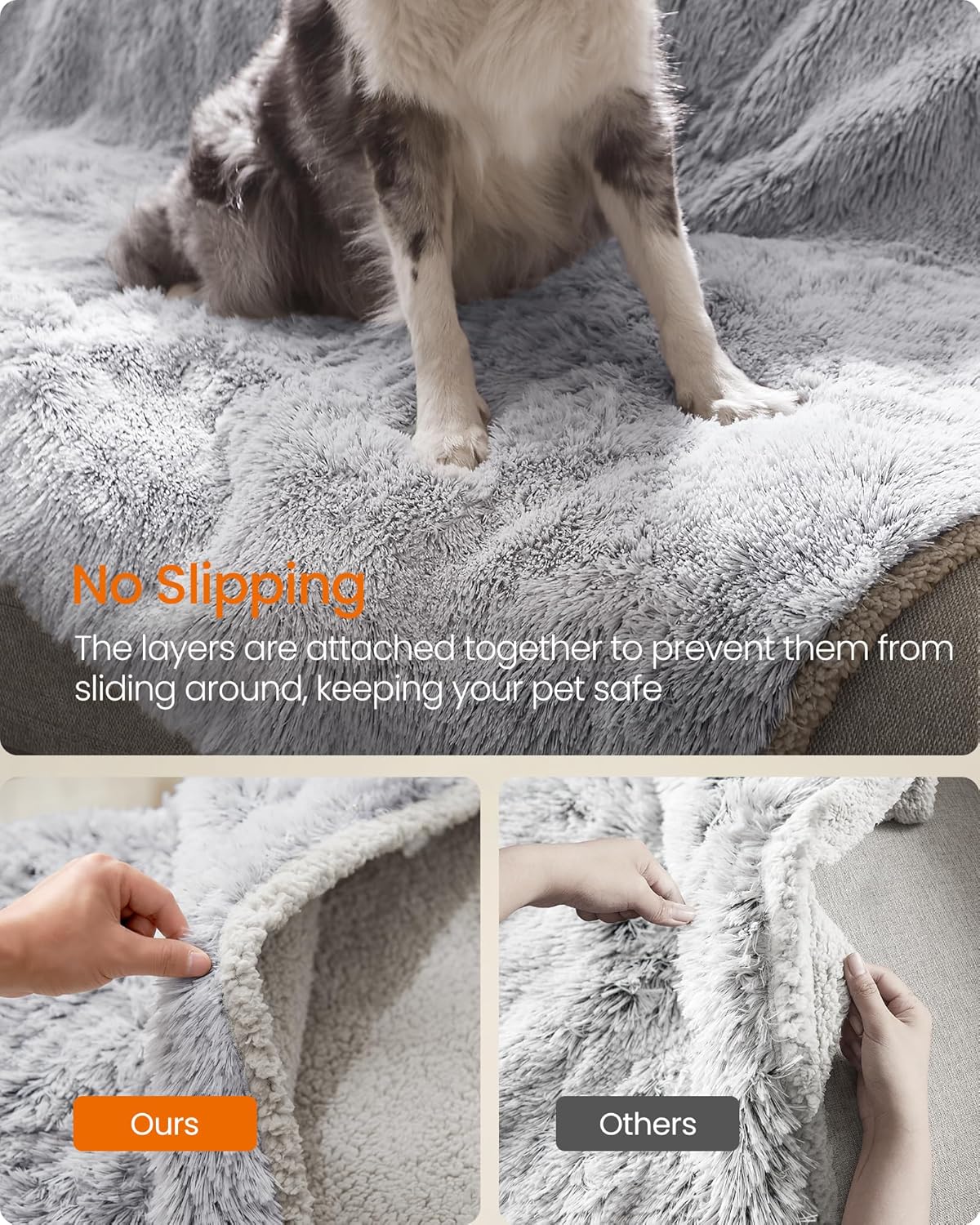 Thumbnail 6 de Feandrea Waterproof Dog Blanket (229 x 203 cm) Sherpa Fleece Reversible XXL/XXXL Grey Ombré
