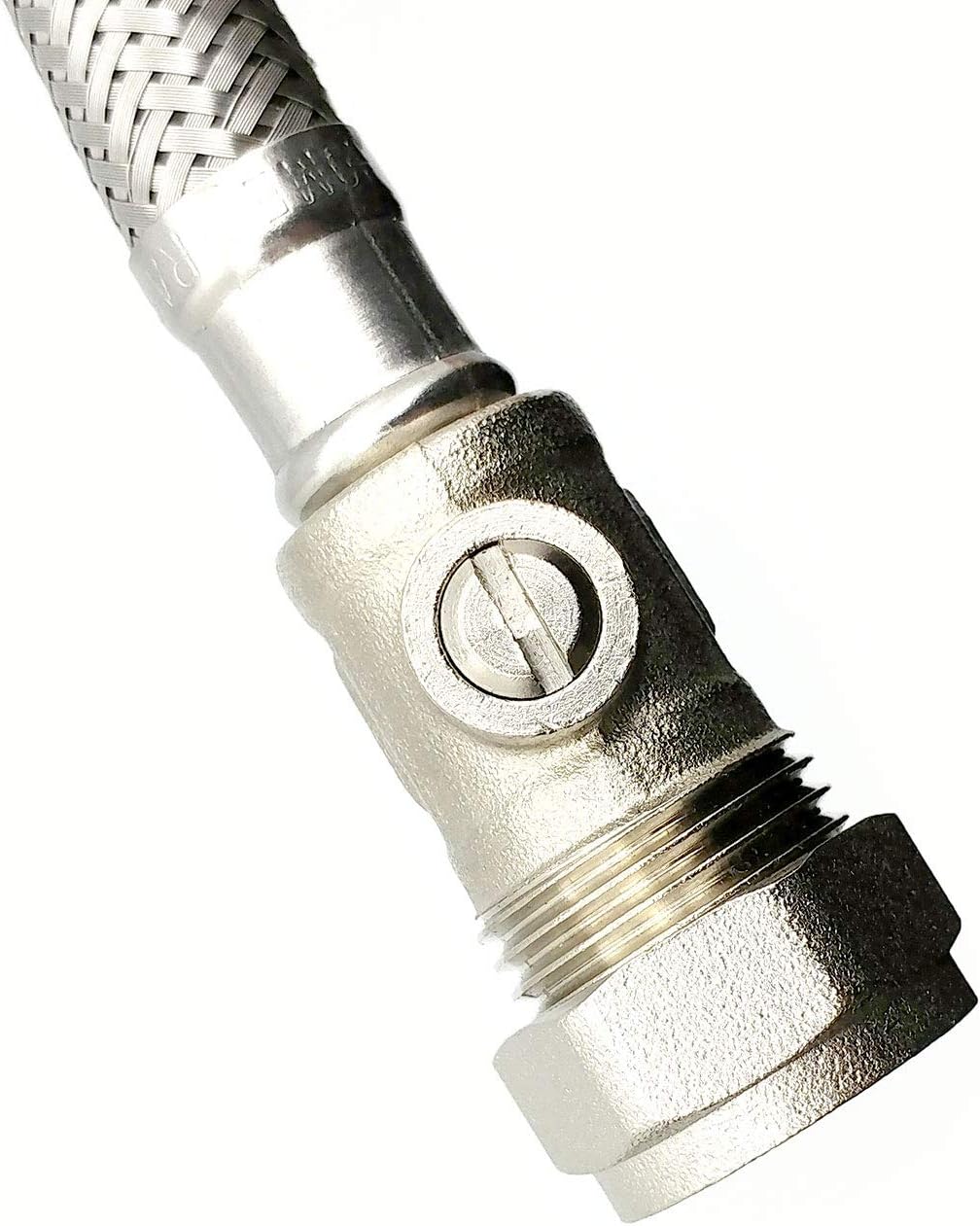 Thumbnail 5 de Xcel Home WRAS Approved 900mm Flexible Pipe Connector with Isolation Valve, 15mm Compression, 1/2" BSP, Stainless Steel Braided, 15 Bar, 85°C