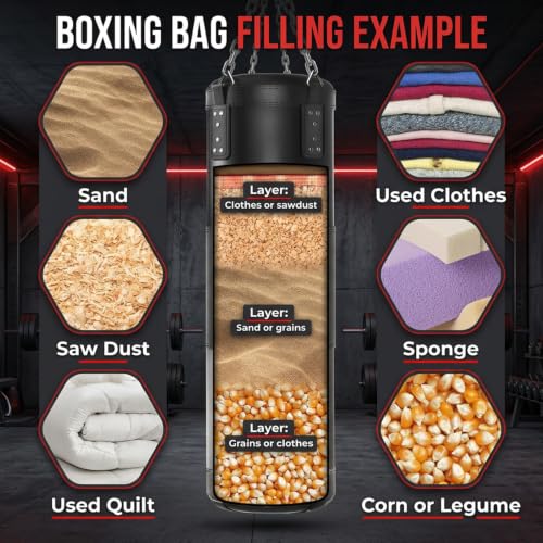Detalle de Ninonly Sac de Frappe Rempli 100 cm avec Gants – polyvalent et durable
