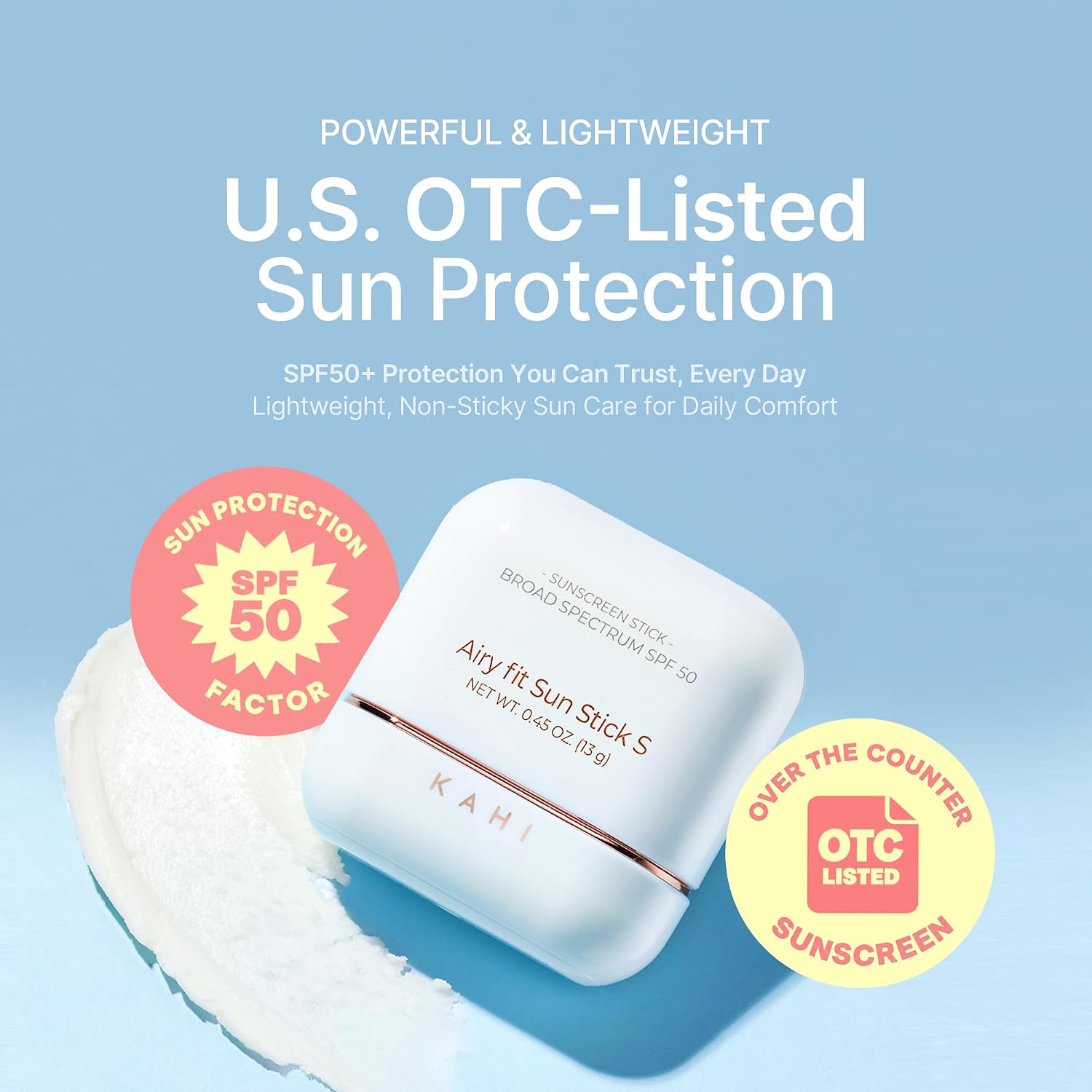 Detalle de KAHI Airy Fit Sun Stick S SPF 50+ Triple-Functional Face Sunscreen Stick (Broad Spectrum)
