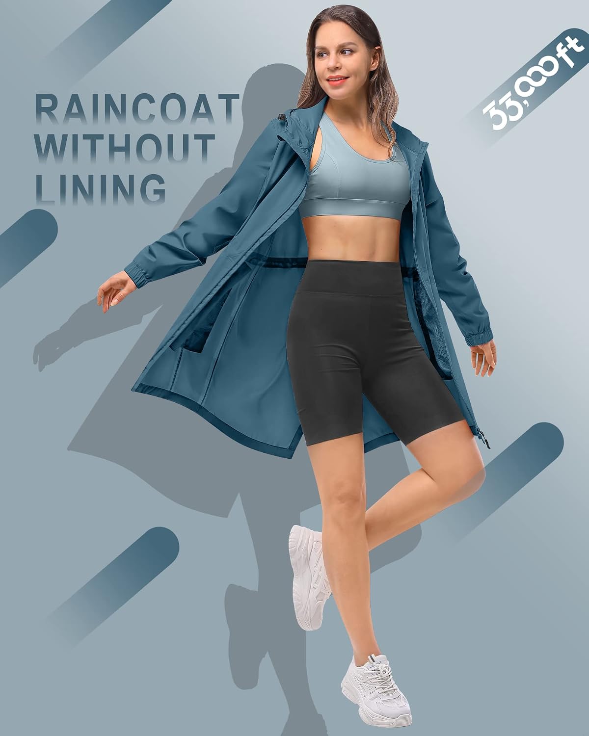 Detalle de 33,000ft Women's Rain Jacket: Lightweight, Packable and Waterproof