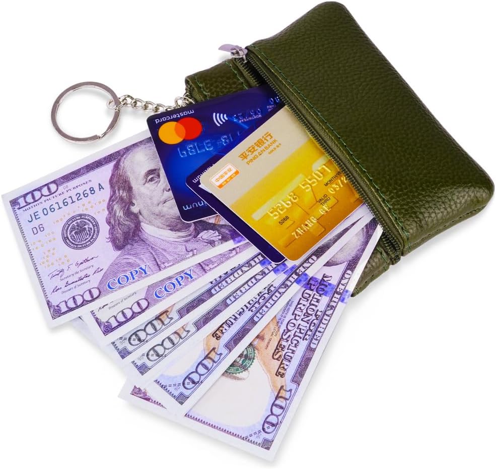 Thumbnail 3 de Aucuu Petit Porte-Monnaie Cuir Femme – Mini portefeuille multi-poches avec porte-clés, 12 x 8 cm