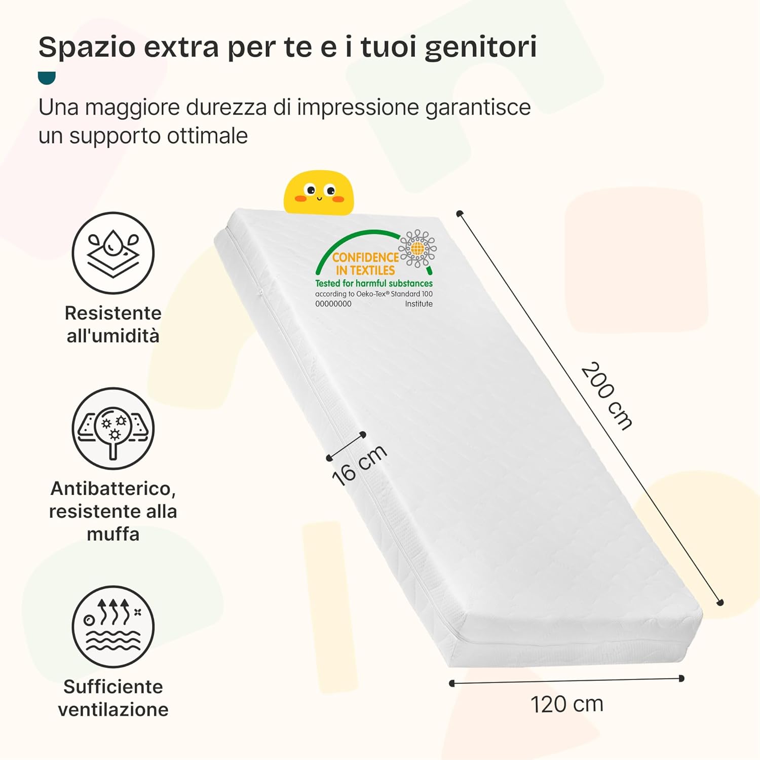 Detalle de Letto a Casetta per Cameretta con Materasso 120x200 cm – Letto Piazza e Mezza in Legno di Pino con Barriere