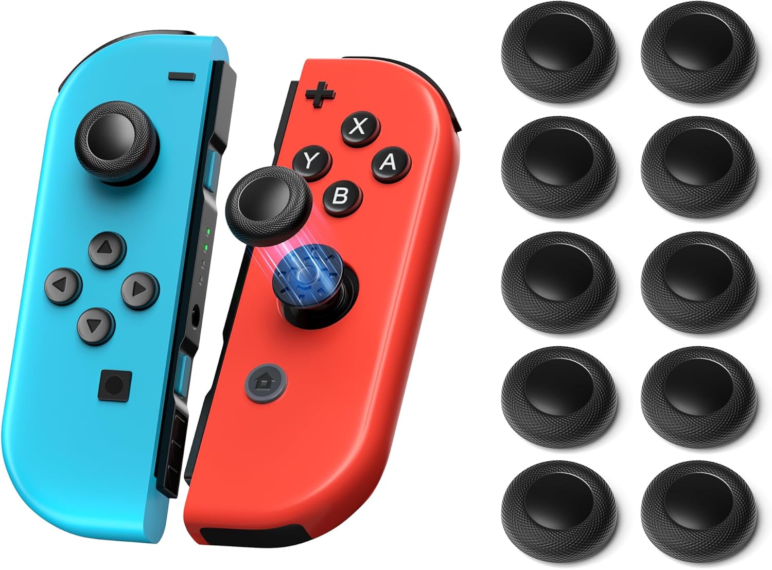 Detalle de 10 Stück Joystick-Kappen für Nintendo Switch, Switch OLED & Switch Lite – rutschfeste Ersatzkappen mit Diamantstruktur für Joy-Con
