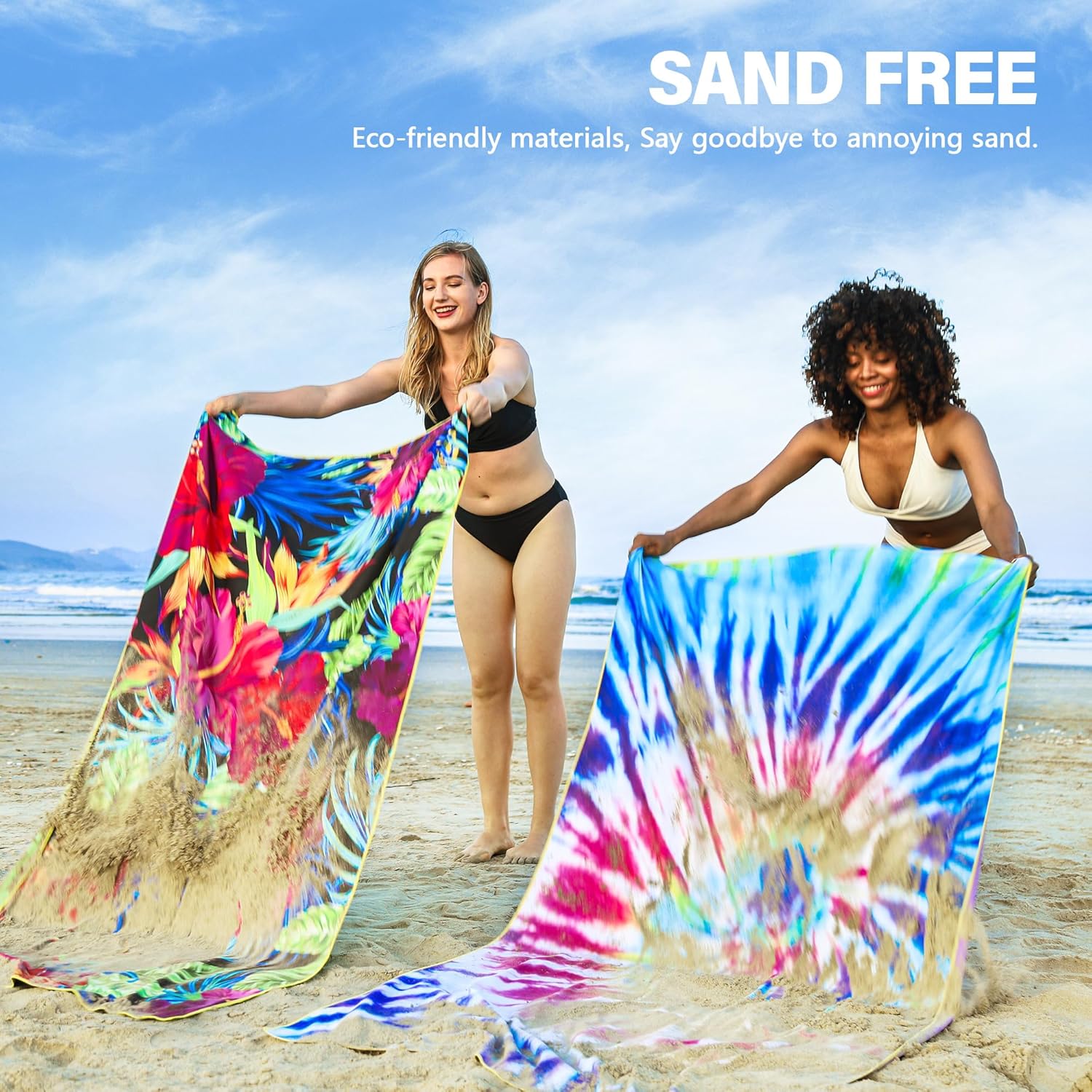 Thumbnail 4 de Winthome Beach Towel for Adults (90×180cm) – Large Microfibre Quick-Dry, Sand Free Towel with Bag, Blue Gradient (1 pack)