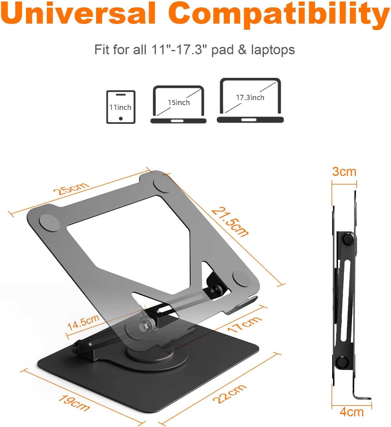 Thumbnail 1 de GRIFEMA Laptop Stand GB1050: Foldable, 360° Swivel Base, Adjustable Ergonomics