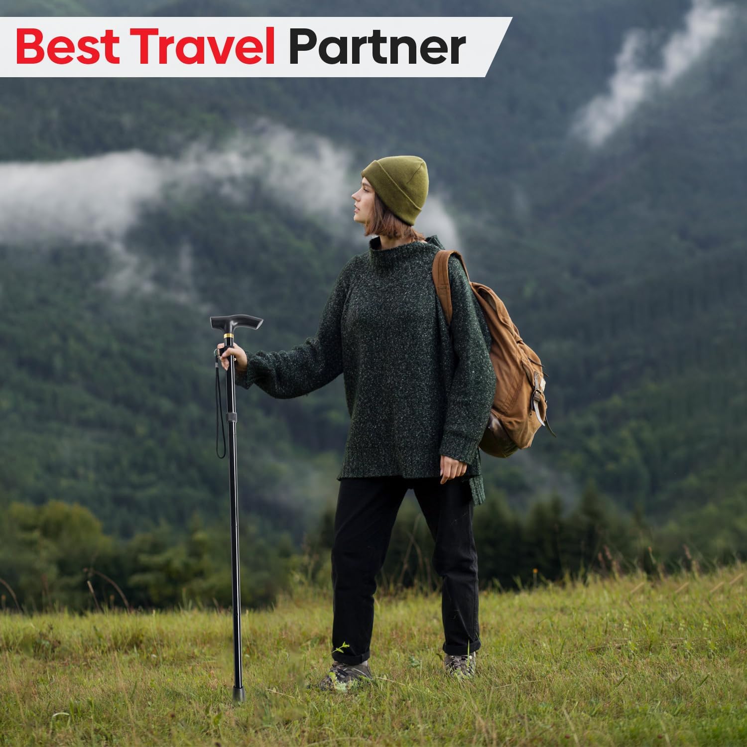 Thumbnail 6 de Folding Extendable Walking Stick Lightweight 3‑Fold
