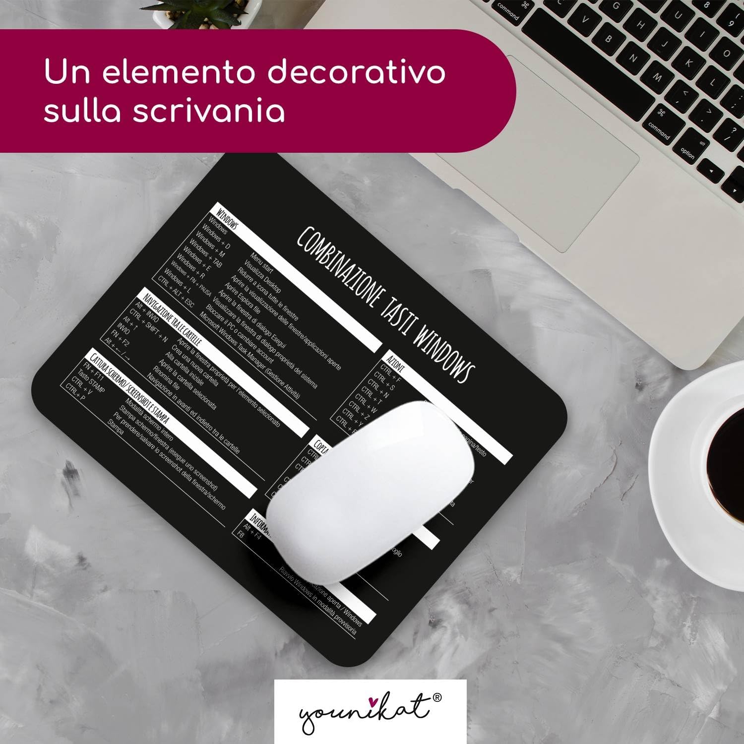 Thumbnail 4 de Tappetino per mouse con scorciatoie da tastiera in italiano 24 x 19 cm antiscivolo
