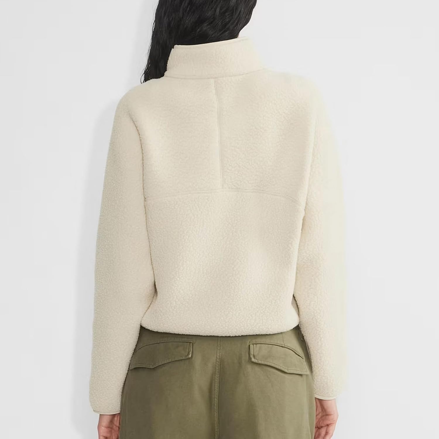 Detalle de Keeliya Women's Quarter-Zip Sherpa Fleece Pullover with Mock Neck and Side Pockets