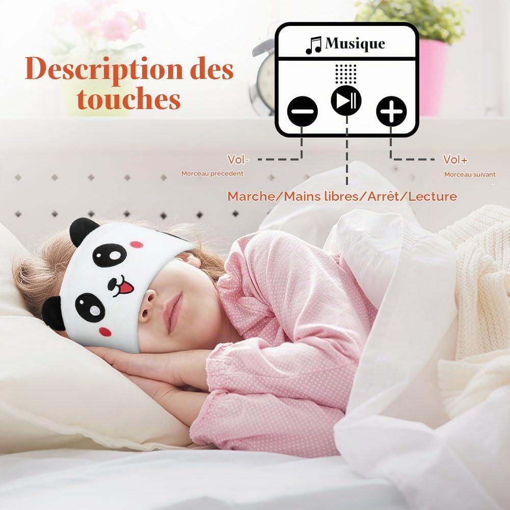 Detalle 2 de OFFCUP Bluetooth-slaaphoofdtelefoon met zachte panda-hoofdband en stereogeluid