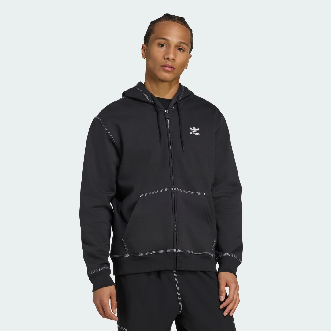 Imagen de Chaqueta Essentials con capucha y cremallera de Adidas en color Negro en OfertitasTOP