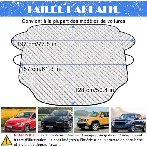 Thumbnail 6 de Tevlaphee Pare Soleil Voiture Pare Brise Avant – Protection solaire magnétique universelle 197 × 128 cm