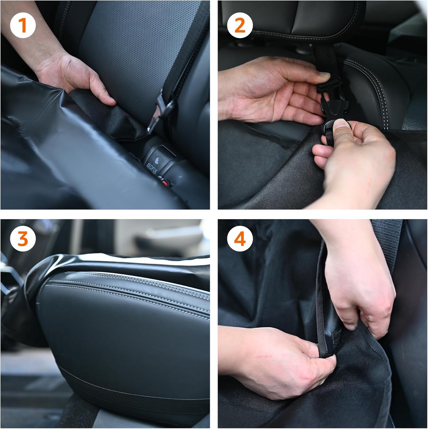 Detalle de Amazon Basics Waterproof Car Back Bench Seat Cover for Pets – 56 x 47 inches (119 x 142 cm), Black