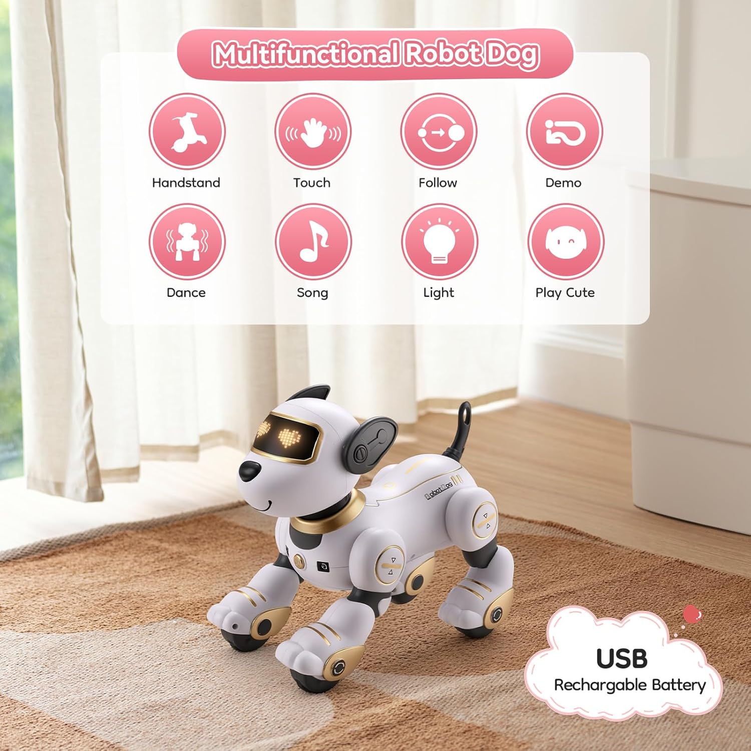 Detalle 2 de Warmiehomy Robot Puppy Toy for Kids: A Thoughtful, Interactive Companion with 17 Functions
