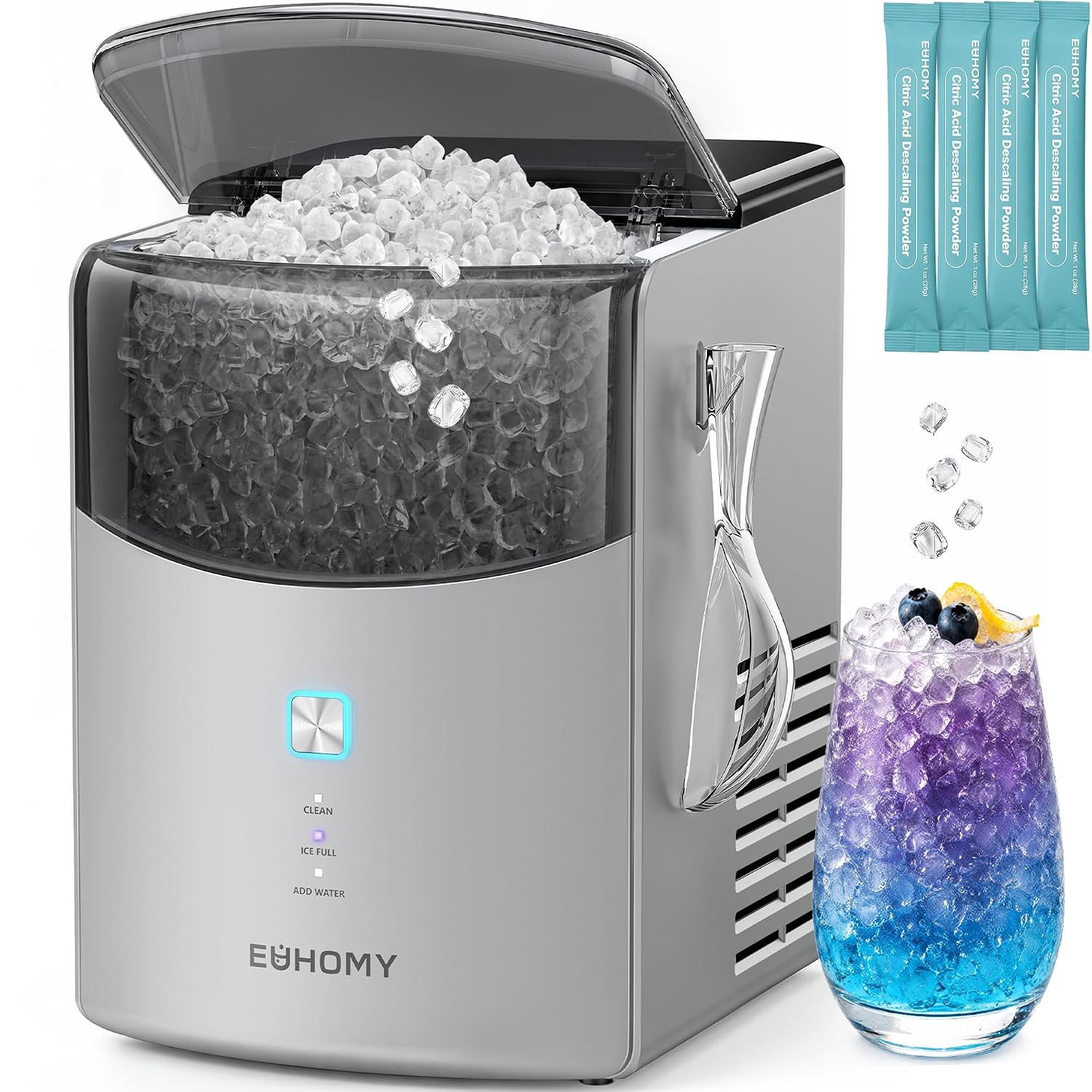Detalle de EUHOMY IM039 Nugget Ice Maker, 35 lb Daily Output, Self-Cleaning