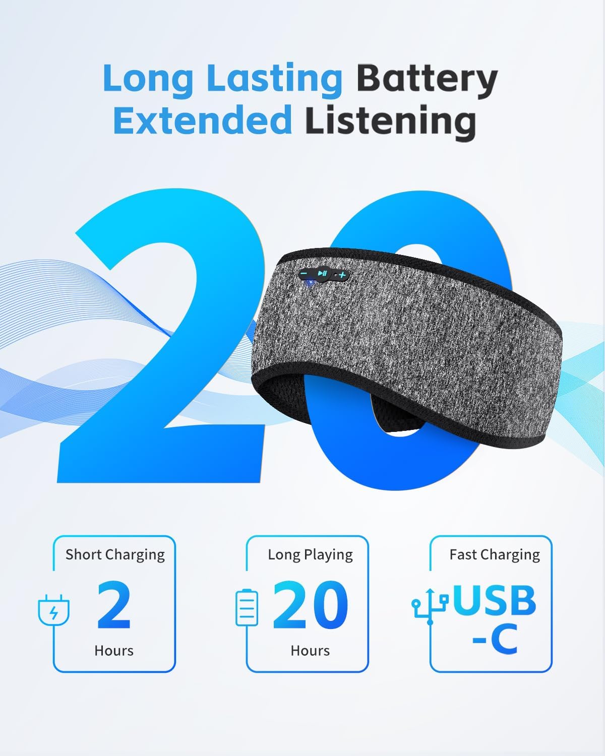 Thumbnail 1 de Veeniitosr Sleep Headphones Bluetooth 6.0 Headband 2-in-1 for Side Sleepers (Grey)