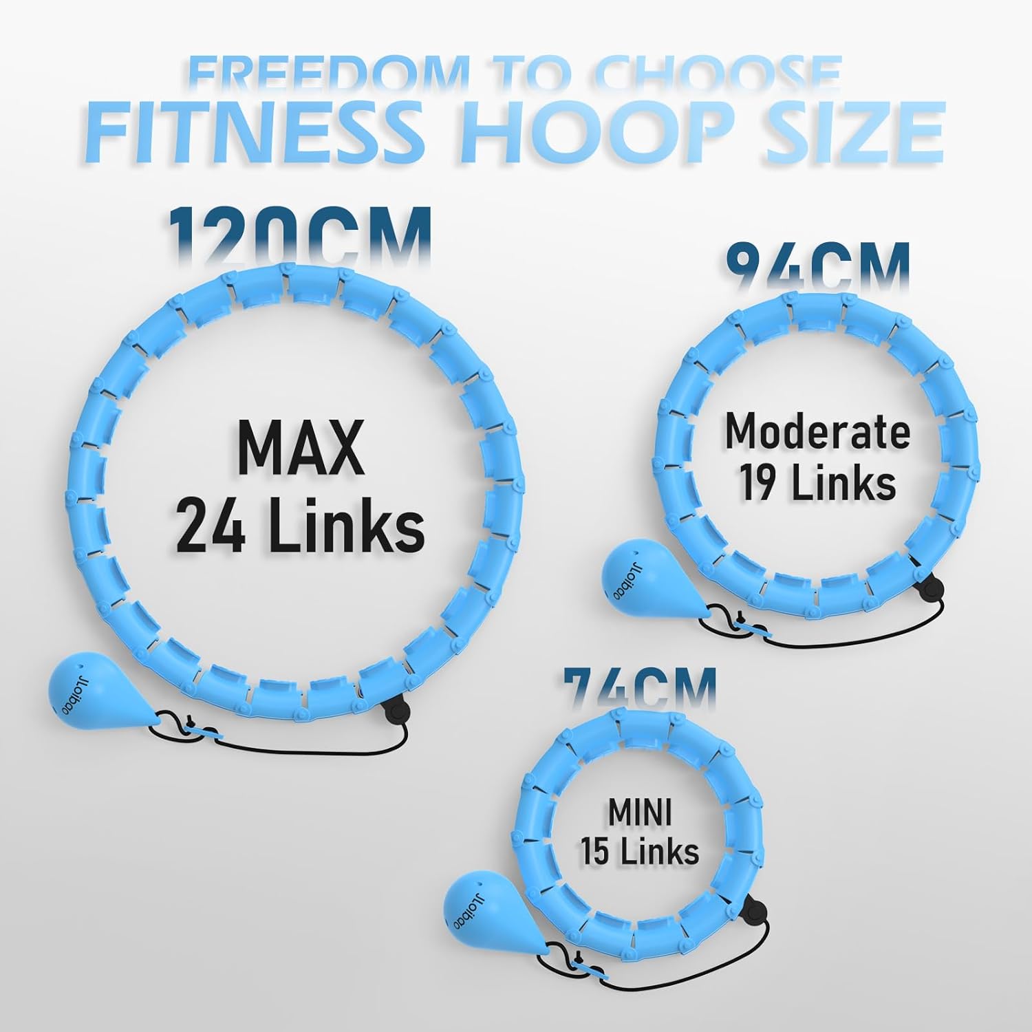 Thumbnail 1 de JLoibao Weighted Hula Circle for Adults (Infinity Fiteness Hoop Plus Size) with 24 detachable links