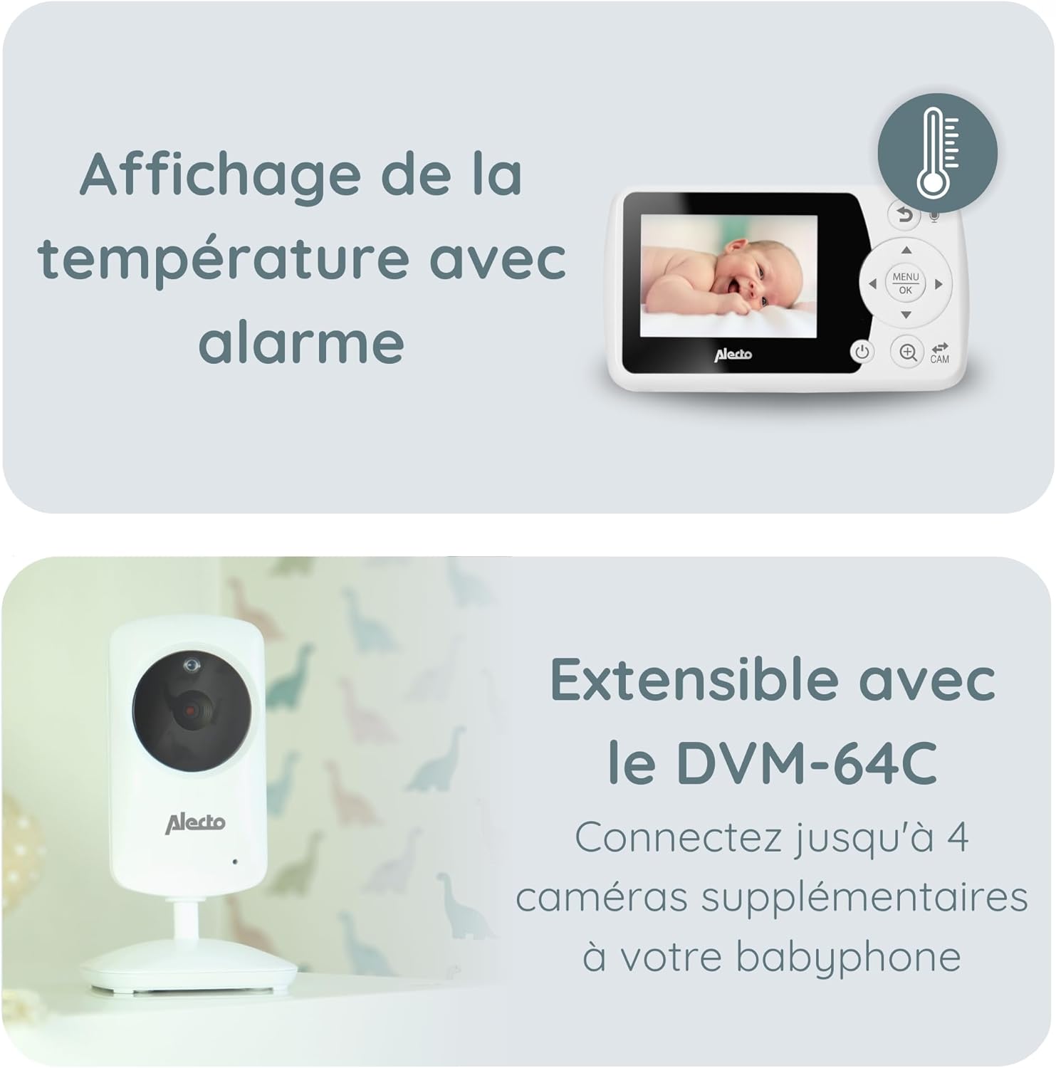 Thumbnail 5 de Alecto bébé DVM64 écoute-bébé avec caméra fixe, VOX, vision nocturne et écran 11 cm