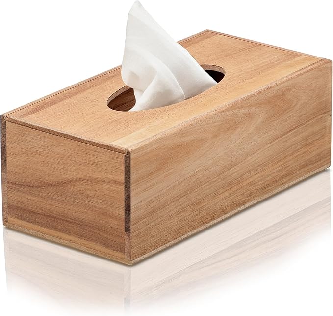 COM-FOUR® Caja de pañuelos de madera de Acacia 🧻
